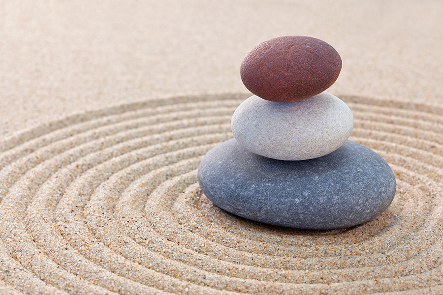Three pebble stack zen garden